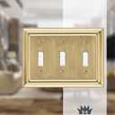 Monarch Abode Toggle Light Switch Cover Plate 3-Gang Brushed Gold Outlet Covers, Architectural Decorative Outlet Cover Wall Plates, Light Switch Plate Covers for Electrical Outlets, Pack of 1