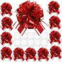 Pull Bows for Gift Wrapping: 12 Pcs 6-Inch Large Waterproof Red Ribbon Bows - Birthday Easter Presents Basket Accessories & Outdoor Holiday Decorations