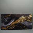 Golden Swirl Abstract Painting Luxurious Black and Gold Marble Wall Art Canvas Print Picture Decor (40L" x 20W")