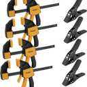 8-Piece Clamps for Woodworking - 4 Pcs 6 inch Bar Clamps, 4 Pcs Heavy Duty Metal Spring Clamps, Bar Clamps with 150 LBS Load Limit, Quick Release Triggers (6 inch Bar Clamps)