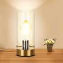 Table Lamp for Bedroom Living Room, Bedside Modern Nightstand Lamp with Glass Lamp Shape, 2700K 6W Glass Bulb Included(Gold).