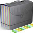 25 Pockets Expanding File Folders,Portable Accordian File Organizer,Expandable File Folder,Bill,Paper,Document Organizer,Plastic Accordion Filing Box,Colored Tabs,A4/Letter Size Diamond