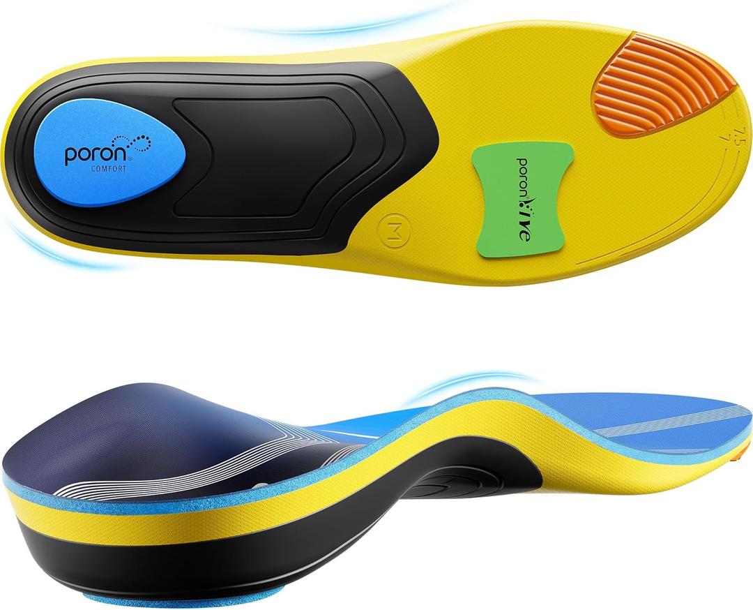 Professional Heavy Duty Support Pain Relief Orthotics - Over 230+ lbs Plantar Fasciitis Medium Arch Support Insoles for Women and Men, Flat Feet Orthotic Insert, Work Boot Shoe Insole (MEN 7-8 | WOMEN 9-10--(270mm), Blue)