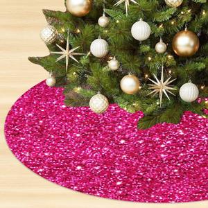 Pink Christmas Tree Skirt Unique Velvet Tree Skirt 36 Inches Sequin Tree Skirts Hot Pink Tree Skirt Glitter Christmas Tree Skirt for 6FT Tree Sparkly Tree Skirt for Christmas Tree Decorations
