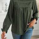 Falechay Womens Boho Tops Long Sleeve Shirts For Women Cute Crewneck Blouse Dressy Casual Swiss Dot Crochet Hollow Top 2026