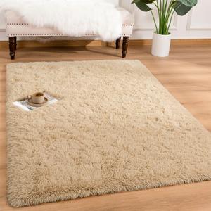 Andecor Soft Fluffy Bedroom Rugs, 3 x 5 Feet Indoor Shaggy Plush Area Rug for Boys Girls Kids Baby College Dorm Living Room Home Decor Floor Carpet, Camel