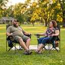 FAIR WIND Oversized Padded Camping Chair with Footrest Stool Heavy Duty Cooler Bag Chair for Fishing, Tailgating, Sports Games, Backyard - Support 300 LBS Blue