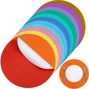 Yeaqee 120 Pcs Disposable Paper Placemats 12 Inch Round Paper Place Mats Blank Table Mats for Restaurant Catering Dining Weddings Birthday Table Holiday Parties Supplies(Colorful)