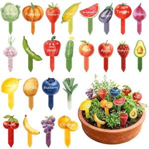 Novabright 24 Pcs Vegetable Label Signs Acrylic Garden Marks 5.1 Inch Fruit Tags Plant Stake with 24 Styles Funny Vegetable Sign Waterproof Potted Plant Label for Nursery Garden Indoor Outdoor Decor
