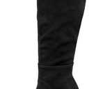 Coutgo Womens Knee High Boots Square Toe Chunky Block Heel Side Zipper Faux Suede Long Boots Fall Winter Shoes (8, Black)