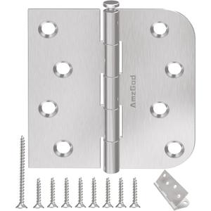 24 Pack Brushed Nickel Door Hinges, 4 Inch Heavy Duty Hinges with 5/8" Radius & Square Corners, Satin Finish, Removable Pin, Quiet for Interior & Exterior Doors