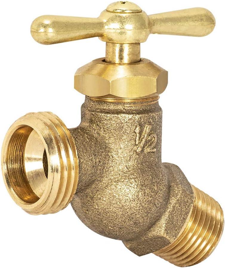 Eastman Male No-Kink Hose Bibb, 1/2 Inch MIP Connection, Brass Plumbing Fitting, 20205