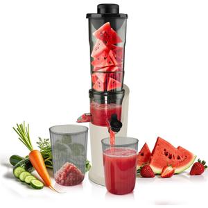 Hobsir Juicer Machines, 3.1-Inch Cold Press Juicer, Masticating Slow Juicer Machines, Juicer Machines for Vegetables and Fruits, Easy to Clean Juicers, High Juice Yield, Off white