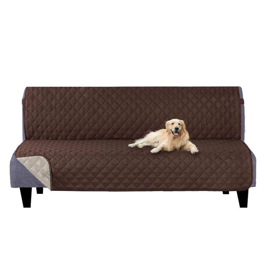 U-NICE HOME Futon Sofa Covers Reversible Sofa Slipcover Armless Furniture Protector Couch Cover Water Resistant (Futon, Coffee/Beige)