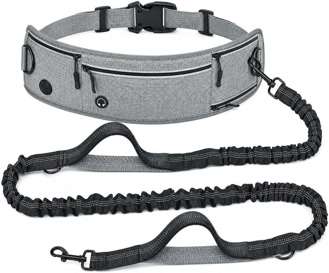 Thalirem Hands Free Dog Leash for Running Walking Jogging, Reflective Adjustable Waist Leash for Small Medium Large Dogs