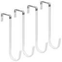 FYY Over the Door Hooks, 4 Pack Upgraded Long Door Hangers Hooks with Rubber Prevent Scratches Heavy Duty Organizer Hooks for Hanging Clothes, Towels, Hats, Coats, Bags White