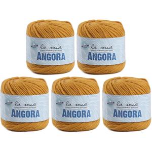 5 Ball La Mia Angora Wool Total 8.8 Oz. Each 1.76 Oz (50g) / 136 Yrds (125m), 15% Angora, Light-Dk Premium Yarns, Mustard-L123
