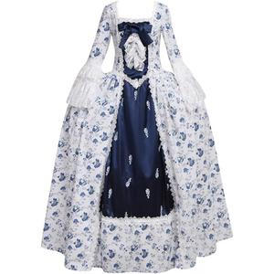 1791's lady Women's Victorian Rococo Dress Inspiration Maiden Costume (Large, Blue)