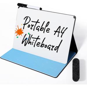 AGM Double Sided Mini Whiteboard, A4 Portable Dry Erase Board with Pen, Desk Whiteboard for Study, Meeting, Draft, Notes, Doodling (12 x 9)