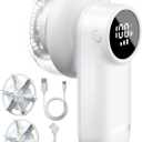 coldSky Rechargeable Fabric Shaver, Lint Shaver with Digital Display, Sweater Shaver with 6-Leaf Blades and Safety Lock, 3-Speeds Defuzzer Remove Fuzz, Pills from Clothes, Furniture, Sofa, White