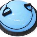 Balance Ball Half Exercise Ball, Inflatable Balance Trainer with Resistance Band and Pump, Half Ball Balance Trainer 23 Inch Yoga Ball for Home Gym Workouts, Strength Training, 1200lb Cap, Line Blue