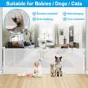 Reinforced 42" Tall X 120" Extra Wide Retractable Baby Gate Extra Long Baby Gates for Large Openings Prevent Kids and Pets from Jumping Over Retractable Pet Gate Reinforced Puppy Gates for Dogs, White