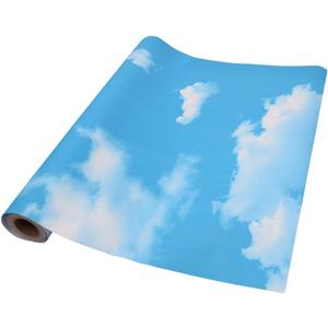 TAOGIFT Peel and Stick Contact Paper Blue Sky Clouds Pattern Wallpaper Vinyl for Kitchen Wall Art Crafts Decor 24x117 Inch