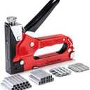 PHITRIC Upholstery Staple Gun Heavy Duty, 4 in 1 Stapler Gun with 1200 Staples, Power Finish Staplers, Manual Brad Nailer Power Adjustment Furniture Stapler Gun for Wood, Carpentry, Decoration DIY, Red