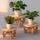 3 Pcs Plant Stand Indoor 8/9/11" Round Wood Plant Stands Outdoor Round Risers Decorative Wooden Stool for Flowers Pedestal Board Holder for Indoor Outdoor Rustic Balcony Garden Decor