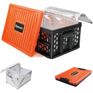 Mymazn Trunk Crate Organizer with Cooler for Car, Collapsible Plastic Trunk Lid Organizer Box for Travel, Groceries, Sports, Home, Tailgating | Removable Insulated Cooler Set