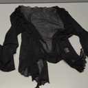 Women's Short Cardigan Bolero Shrug Sheer Tie Front Top 3/ 4 Sleeve Jacket for Dress (Black, S)