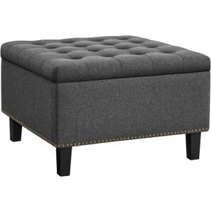 Yaheetech 28-inch Entryway Ottoman Bench with Storage, Multipurpose Foot Rest Sofa Stool in Dark Grey