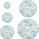 SusiYo Reusable Stretchy Bowl Covers - 5 Pieces, Watercolor Daisies Wildflowers Food Storage Container Elastic Covers for Bread Proofing, Fruits, Kitchen Leftovers