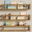 Upgraded Thick Floating Shelves - Multi-Use Wall-Mounted Bookshelves for Kids and Nursery, Ideal for Books, Toys, Spice Rack, Decor - Walnut Brown (15.75 Inch)