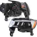 2xCar LED Headlights Compatible For Jeep Grand Cherokee 2017 2018 2019 Front Bumper Led Fog Lights DRL Low High Beam Lights Car Accessories