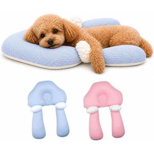 Dog Calming Pillow, Chin Rest Cushion for Senior Dogs, (Blue), Designed for small to medium breeds at approximately 25.6 inches (65 cm)