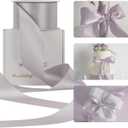 HUIHUANG Dusty Purple Ribbon 2 inch Wide Double-Faced Pastel Lilac Satin Silk Ribbon for Flower Bouquet Wrap, Gift Wrapping,Wedding Decor, Home Decor, Crafts and Bows Making- 25 Yards/Roll