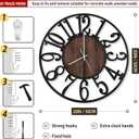 LEIKE Large Wall Clocks with Night Light Battery Operated,Silent Non Ticking,Rustic Modern Big Wood Clock for Living Room, Bedroom,Kitchen,Farmhouse,Office,Home Decor-20 Inch(Black-Arabic Number)