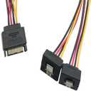 2PCS Power Splitter Adaptor Cable Bifurcated Elbow 20CM Power Extension Cable 15PIN with Iron Clip for Desktop External Hard Disk Drive Box Equipment