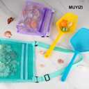 MUYIZI Beach Mesh Shovel with Mesh Shell Bags Kids Filter Sand Scooper for Picking Up Shells Shark Tooth Sifter Dipper Beach Toys Accessories