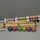 Juegoal Six Player Croquet Set with Wooden Mallets Colored Balls for Lawn, Backyard and Park, 28 Inch
