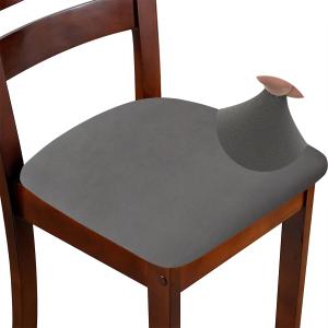 Chair Seat Covers Set of 6 Stretch Grey Chair Covers for Dining Room Square Removable Washable Chair Protector Seat Cushion Slipcovers for Kitchen Office