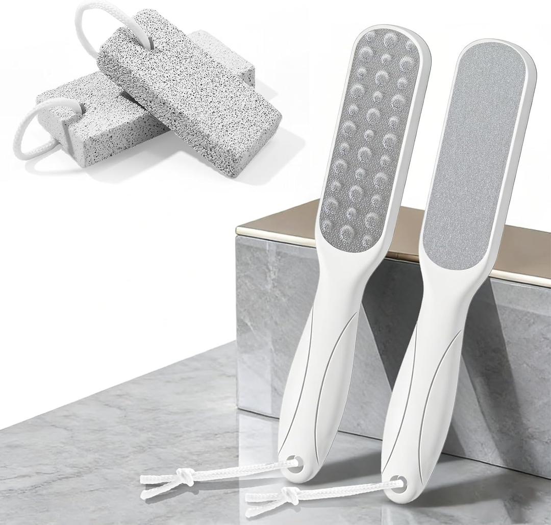 Foot Callus Remover for Feet: 4pcs Set Foot Scrubber for Women, Pedicure Tool for Smooth Cracked Heels & Dead Skin Care, Foot Grooming at Home
