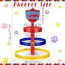 Willinglong Paw Birthday Party Decoration Paw Cupcake Stand 3 Tier PVC Red Blue Yellow Cake Stand Dessert Tower Holder Cartoon Dog Themed Party Supplies Cupcake Topper Tower Puppy Table Decoration