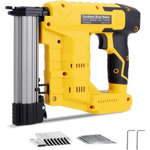 Cordless 2 in 1 Brad Nailer & Staple, Battery Powered, Compatible with De W alt 20V (No Battery), 18 Gauges, Combo Single Mode, Safety Pin, Includes 400 Nails