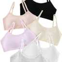 Big Girls' Adjustable Training Bra Cotton Bras Wireless Light Padded 10-16 Years (6 Colors)