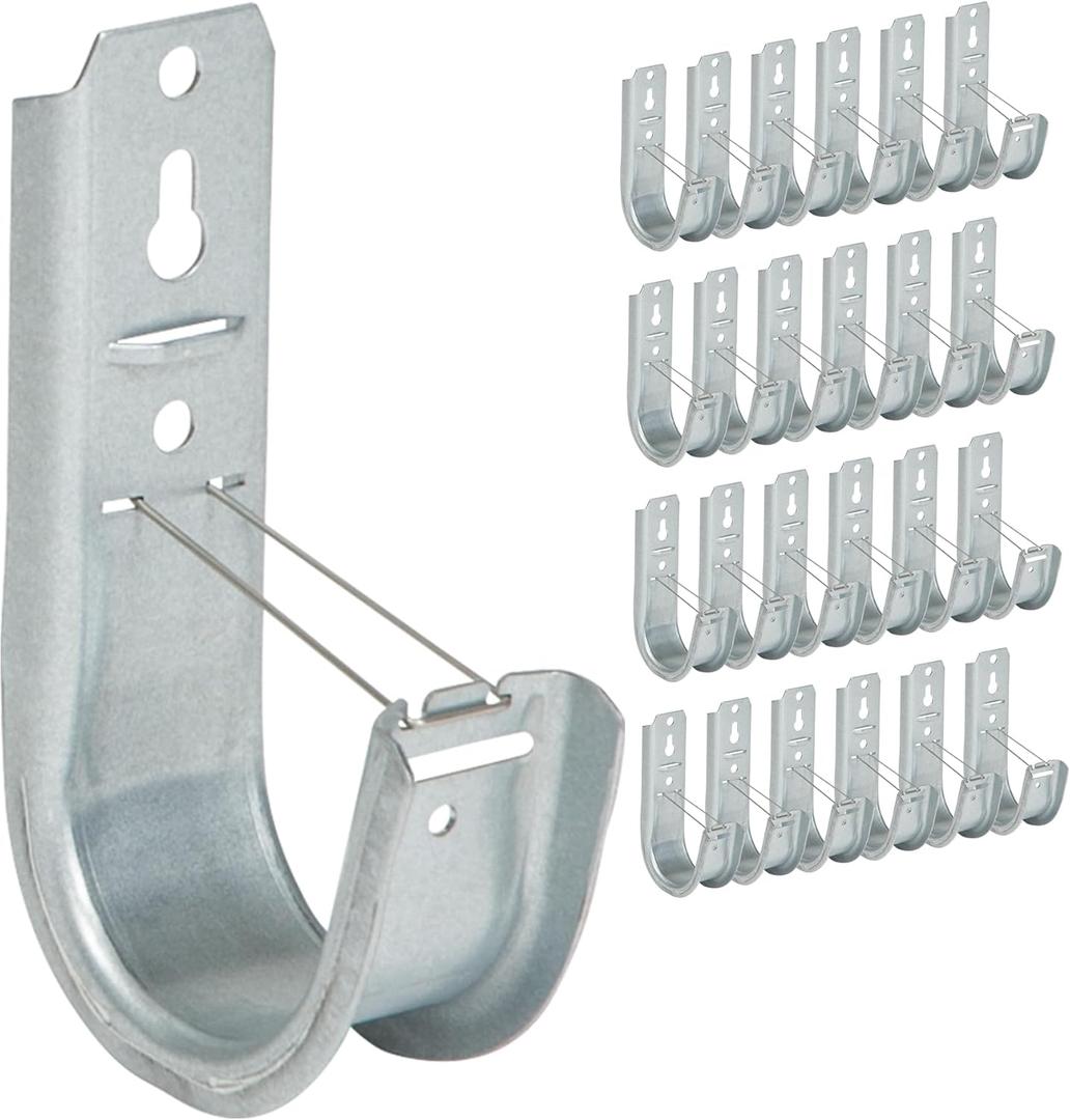 ICC 2-Inch Wall Mount J-Hook  25-Pack, Cable Support Hooks with Retainer Clips, Galvanized Steel with Zinc Finish  for Structured Cabling and Cable Management