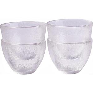 Frosted Glass Sake Cups Set of 4 Japanese-Style for Sake, Whiskey, Espresso & Dessert, Durable Barware