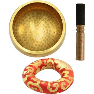 Tibetan Singing Bowl, Yoga Meditation Bowl, Mindfulness Meditation Bowl with Cushion Mallet, Meditation Singing Bowls Kit for Yoga Meditations, Chakra, Mindfulness, and Stress Relief (9.5cm)