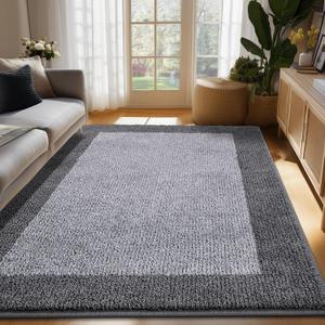 Washable Area Rug 48" x 72", Non Slip Kitchen Rug for Floor, Absorbent Entrance Runner Rug for Bedroom, Living Room, (Roll Packing) (Grey)